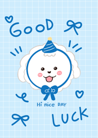 Dog good luck minimal blue cute jp