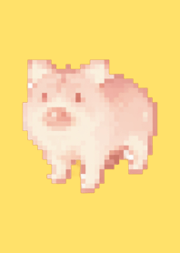 Pig Pixel Art Theme  Yellow 04