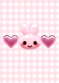 かわいいぷっくりうさぎシール-pink-