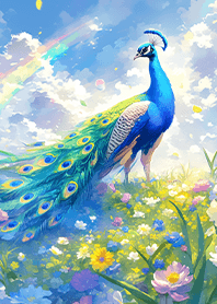 A beautiful peacock in the garden