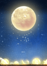 夜空に輝く月と星のかけら