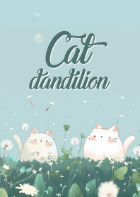 cute cat and dandelion