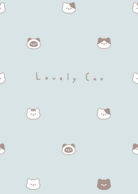 可愛的貓臉 / light blue beige
