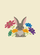 美麗花朵兔子