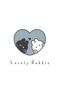 Rabbits in Heart/mint gray