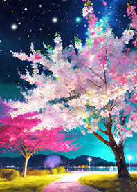 Beautiful night cherry blossoms#122