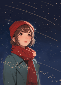癒しの旅-星空を眺める少女1.1 護目黒