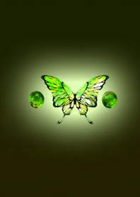 Green Yellow Butterfly Dark