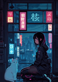霓虹城市少女與貓5 吉祥街6號8樓之2 藍綠黑