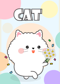 Color Cute White Cat  FuFu Theme