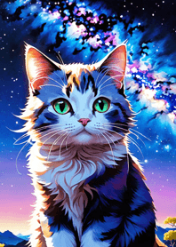 夜の月と星の猫 4f8359