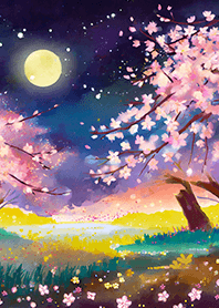 Beautiful night cherry blossoms#1408