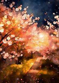 Beautiful night cherry blossoms#1159