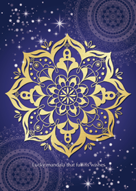 Lucky Flower mandala -Gold & Navy-