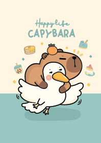 Capybara with friend! Happy Life