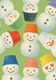 Colorful Snowman07 on moss green