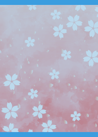 watercolor cherry blossoms on blue