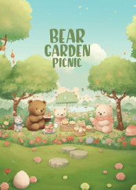 cute bear picnic in the garden 6