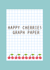 HAPPY CHERRIES GRAPH PAPER/DUSTY MINT