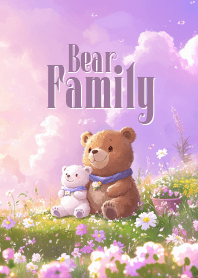 lovely cute bear in purple garden