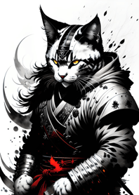 Ink wash cat samurai a12Dcd