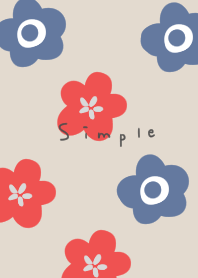 Nordic-style red and blue flowers.