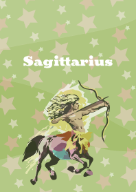 sagittarius constellation on moss green