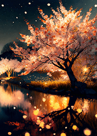 Beautiful night cherry blossoms#973