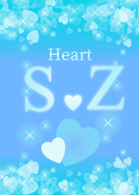 S&Zイニシャル運気UP!幸せのハート青ブルー