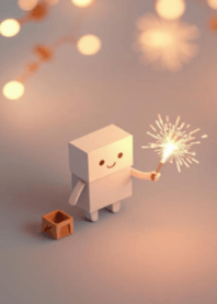 a character made of a square white paper
