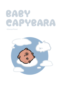 Baby Capybara Sleeping on Clouds - White