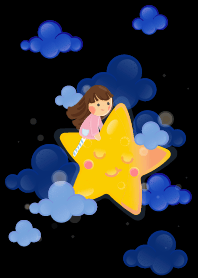 Little girl sleepless Night sky