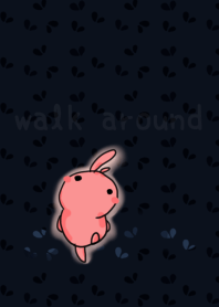 rabbit staring - walk around -black blue