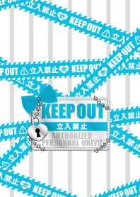 ”KEEP OUT” 女の子向け 水色-白