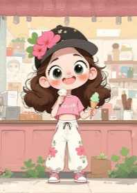 Cute Girl and Ice Cream V.6
