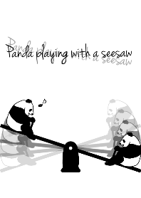 シーソーで遊ぶパンダ