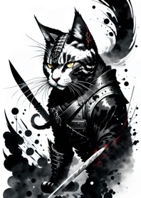 Ink wash cat samurai 63b199
