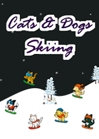 Neon Cats and Dogs Skiing Race_Black