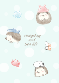 Hedgehog and Sea life -green-