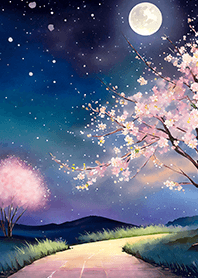 Beautiful night cherry blossoms#979