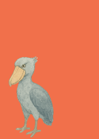 I am a shoebill on red & yellow