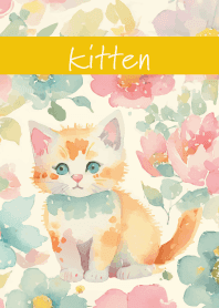 The kitten's gaze yellow