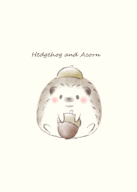 Hedgehog and Acorn -beige-