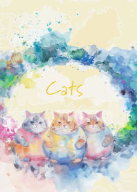 yellow 三匹の猫