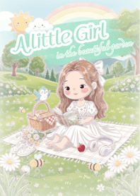 A little girl in a beautiful garden