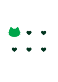 cute cat&heart.(green&white)