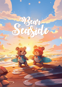 cute bear at the seaside