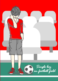 Single boy in football field