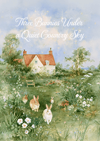 Three Bunnies Under a Quiet Country Sky