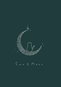 Cat & Moon / deep green